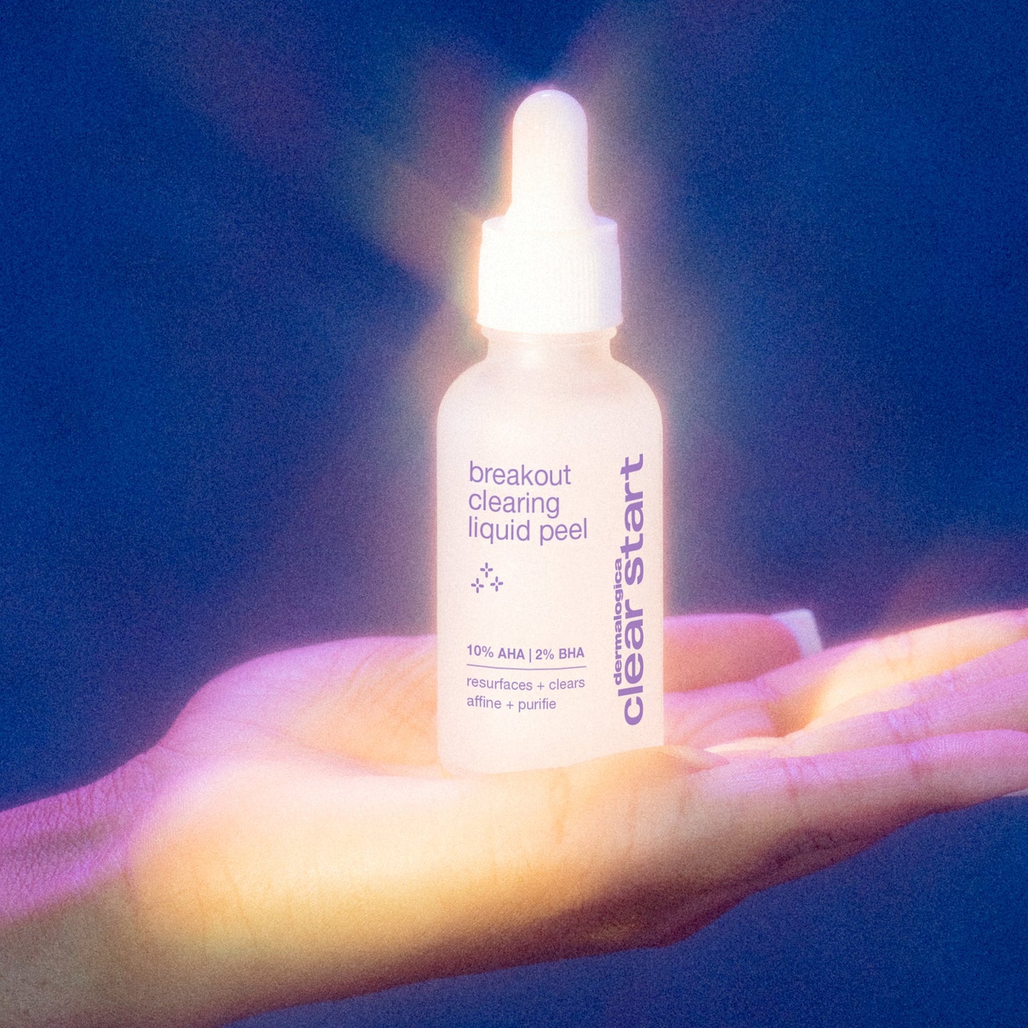 Breakout Clearing Liquid Peel bottle on hand 