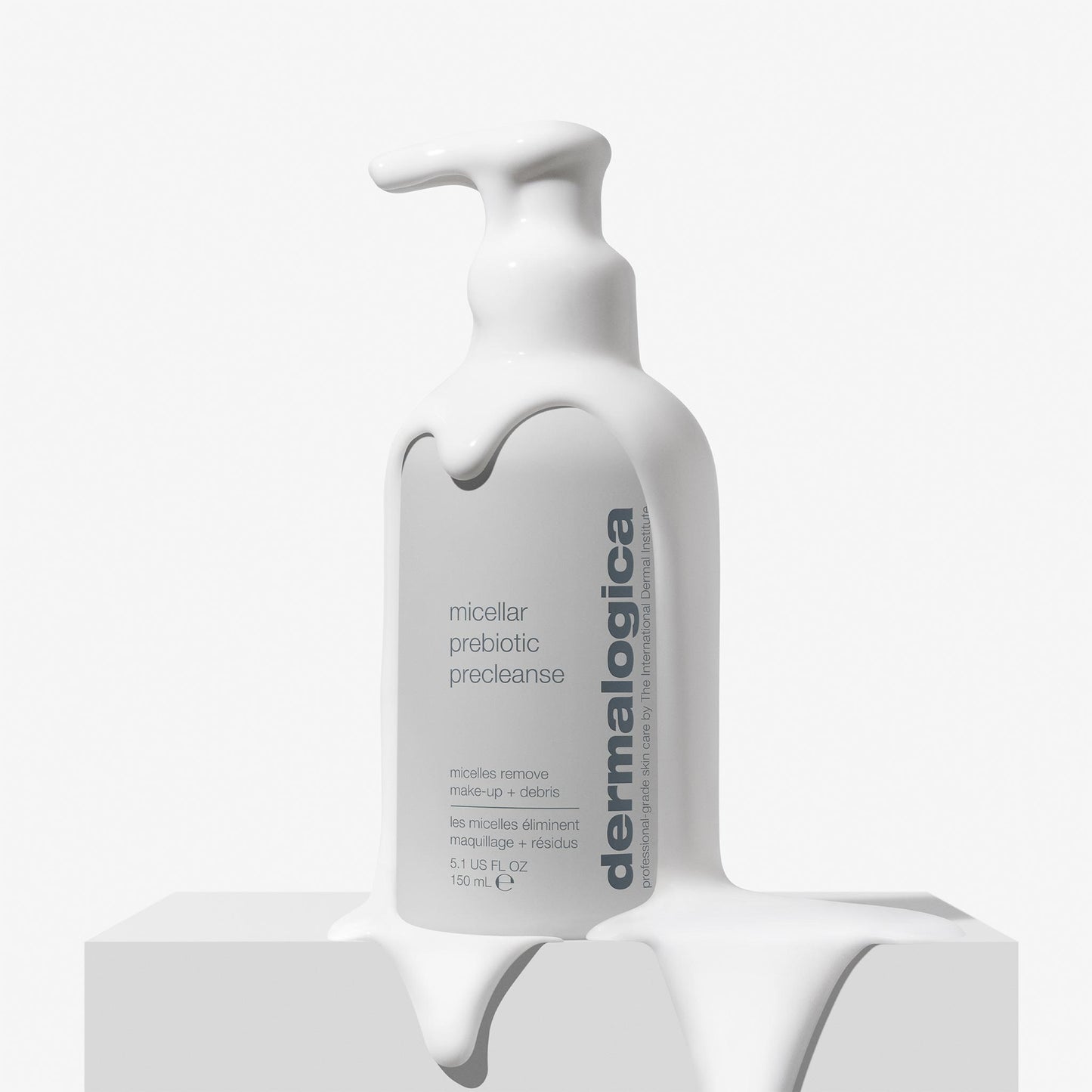 micellar prebiotic precleanse dripping on bottle 